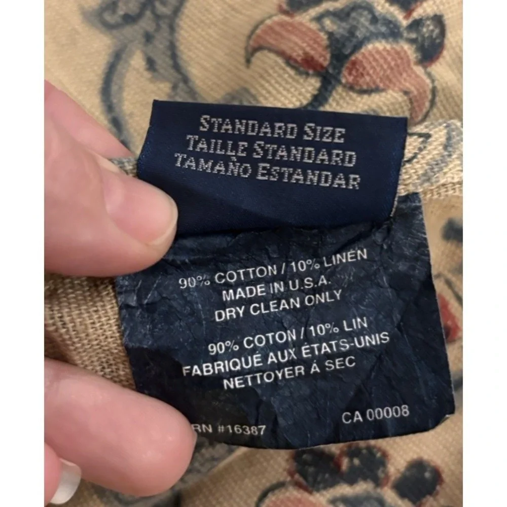(2) Ralph Lauren Provence Pillow Sham Floral Ruffled Standard Cotton/Linen Blend